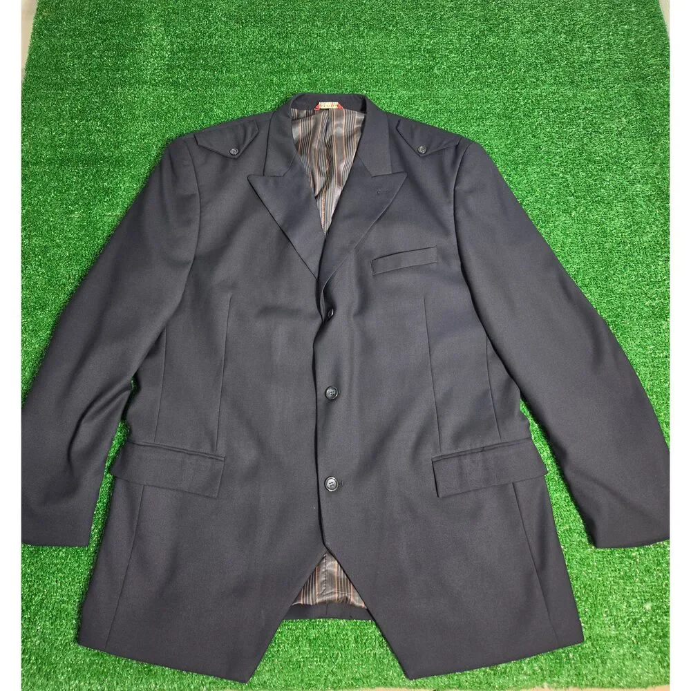 Caravelli Fusion Men's Navy Blue Blazer Sport Coat Jacket Size 46R Henry 3B Epa